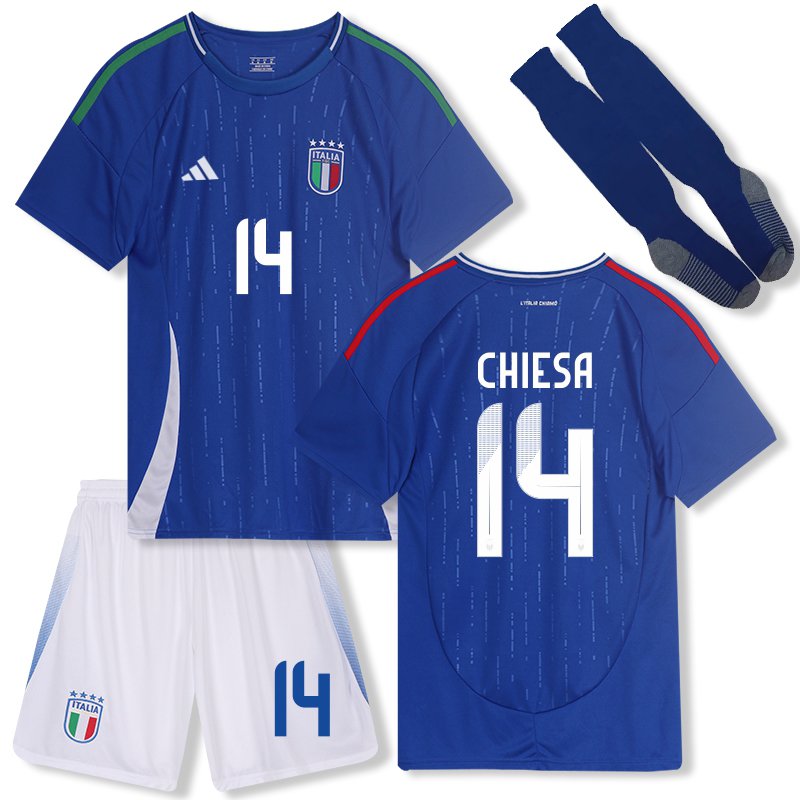 Chiesa 14 Italien Kinder Trikot blau Heimtrikot für EM 2024