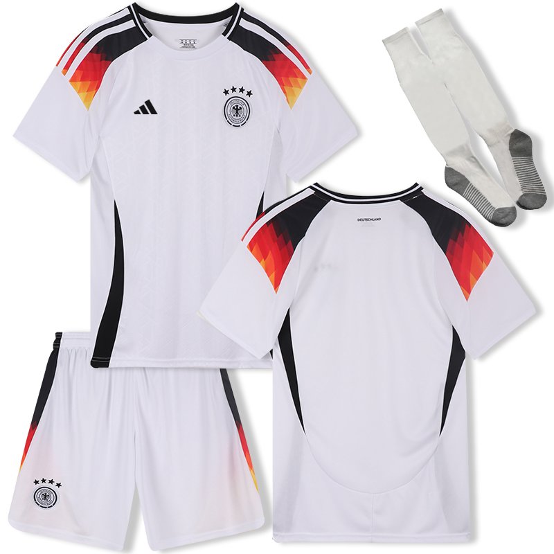 Deutschland DFB Heimtrikot EM 2024 weiß Kurzarm + weiß Kurze Hosen für Kinder