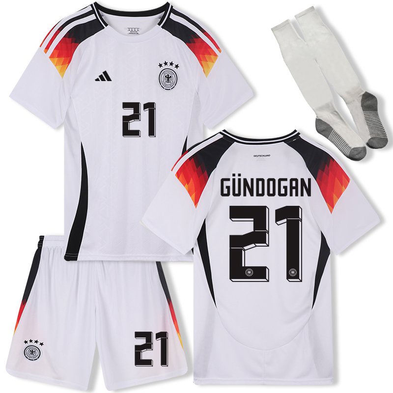 Deutschland DFB Kinder Heimtrikot 2024/25 Mit Namen Gündoğan und Nummern 21