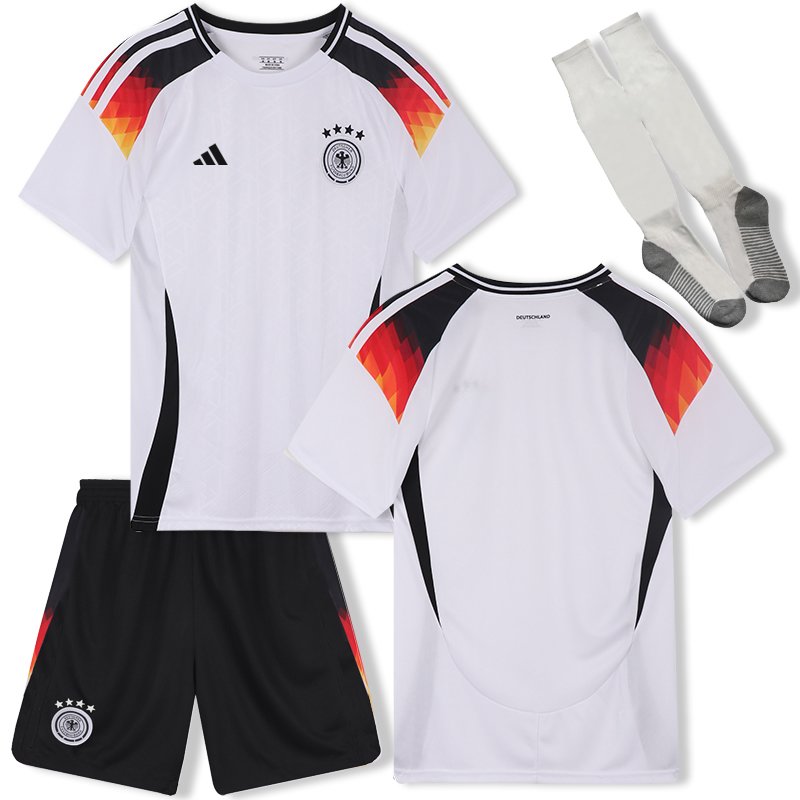 Deutschland DFB Kinder Heimtrikot EM 2024 weiß Kurzarm + schwarz Kurze Hosen