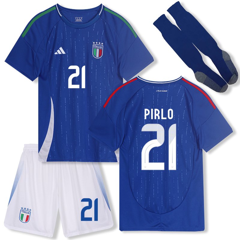 Günstige Fußball Trikotsatz Italien Heimtrikot EURO 2024 mit Aufdruck Pirlo 21