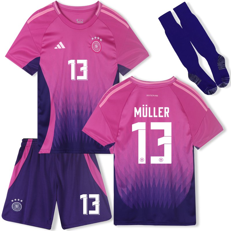 Müller 13 DFB Auswärtstrikot Kinder EURO 2024 Deutschlandtrikot Pink Lila