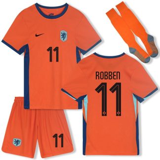 Niederlande Heimtrikot für die EM 2024 Kinder Trikotsatz mit Aufdruck Robben 11