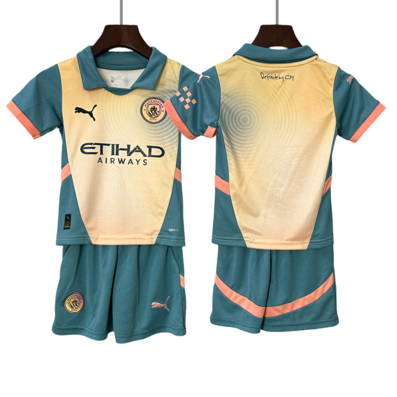 Man City Definitely City 24/25 Viertes Trikot Kinder Trikotsatz Sets